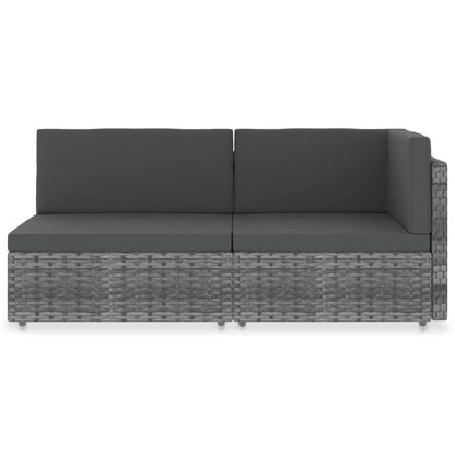 Tweezitsbank sectioneel poly rattan grijs