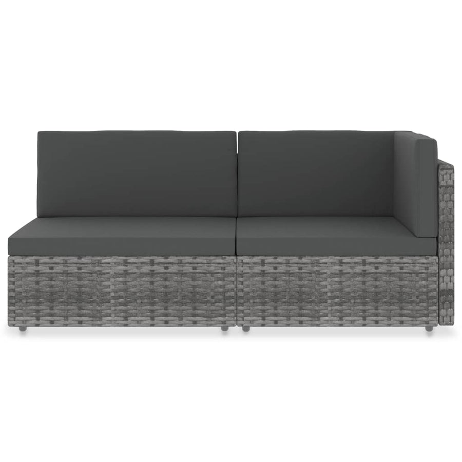 Tweezitsbank sectioneel poly rattan grijs