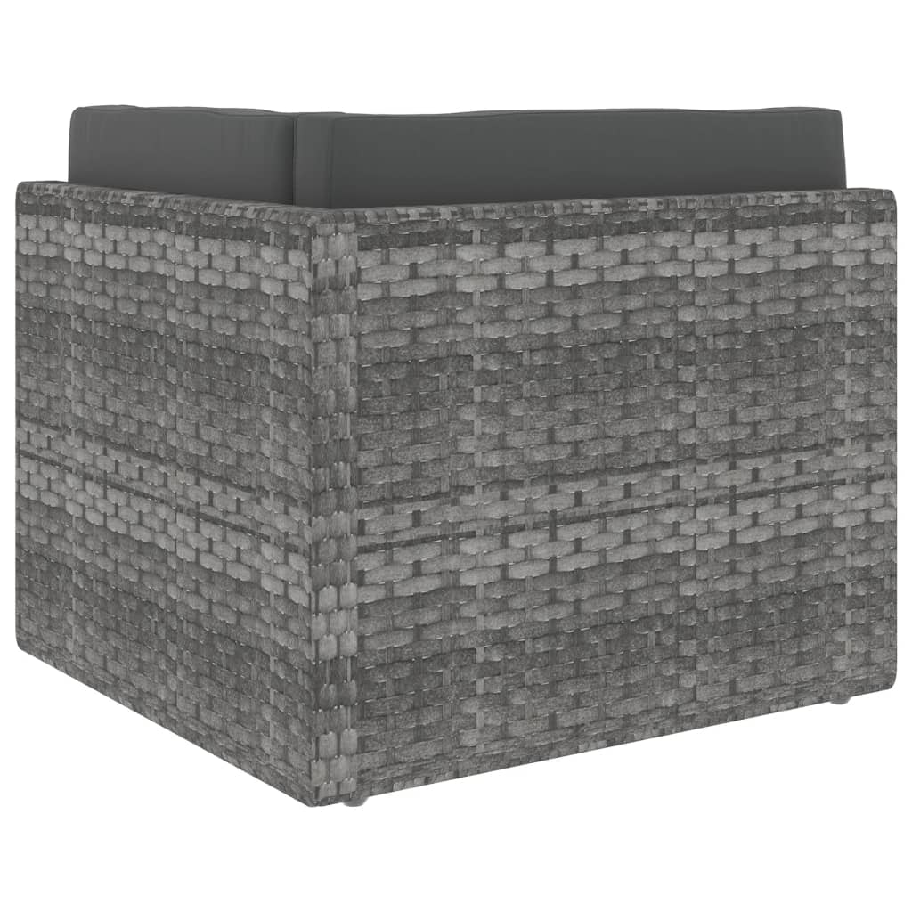 Tweezitsbank sectioneel poly rattan grijs
