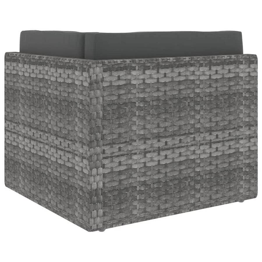 Tweezitsbank sectioneel poly rattan grijs