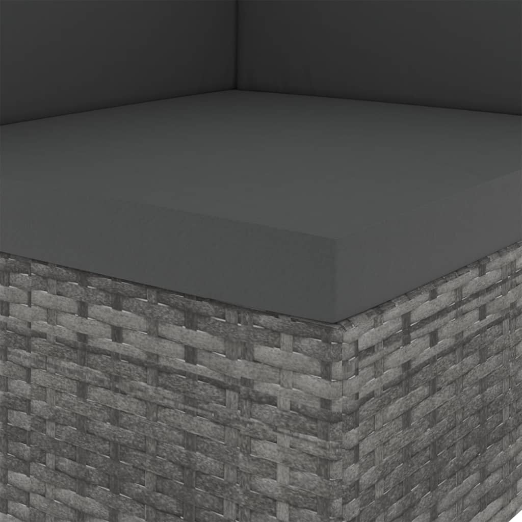 Tweezitsbank sectioneel poly rattan grijs