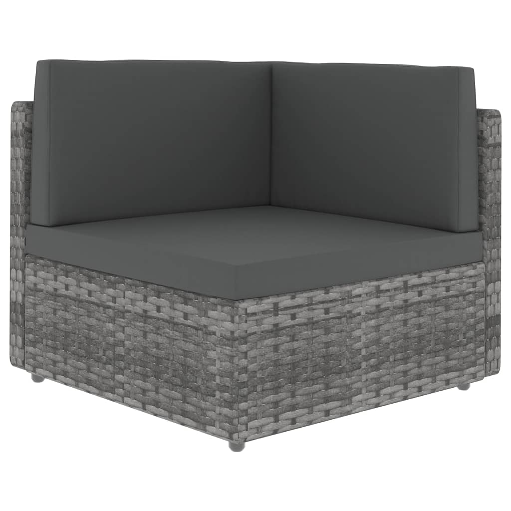 Tweezitsbank sectioneel poly rattan grijs