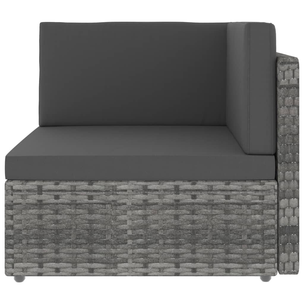 Tweezitsbank sectioneel poly rattan grijs