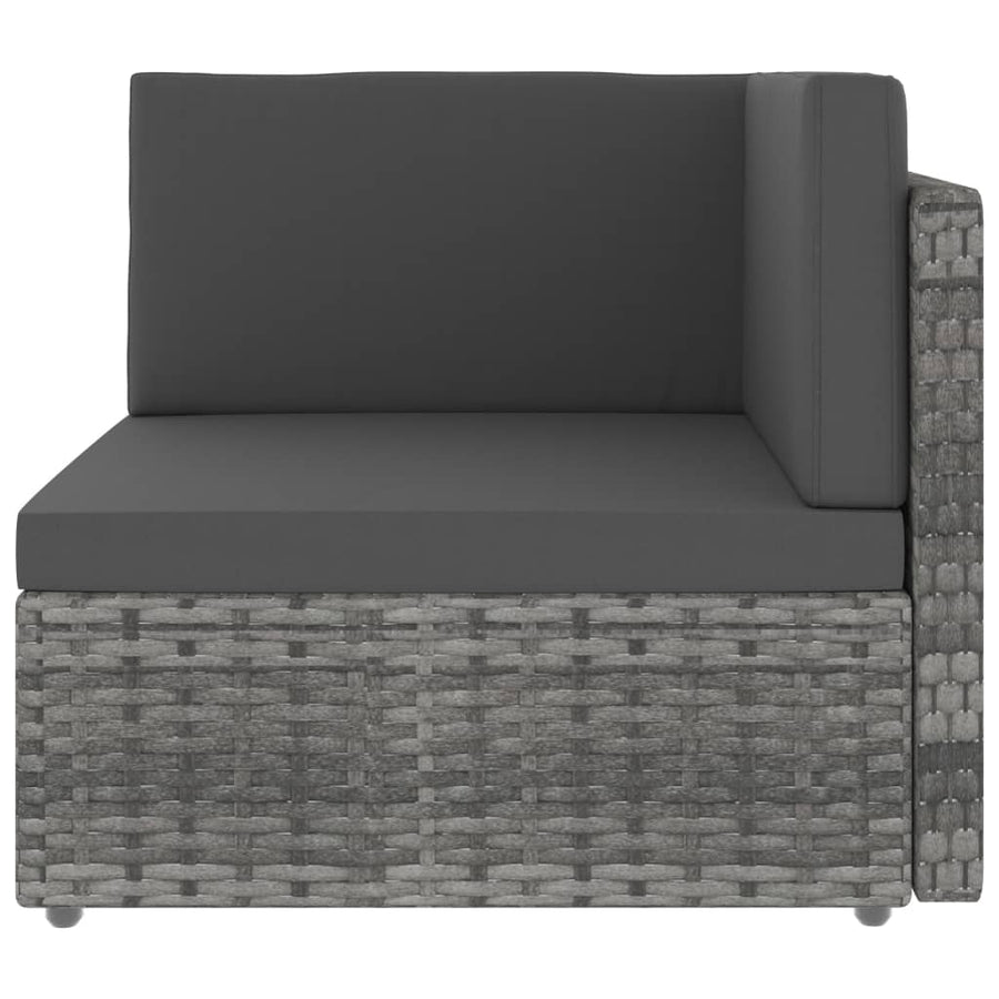 Tweezitsbank sectioneel poly rattan grijs