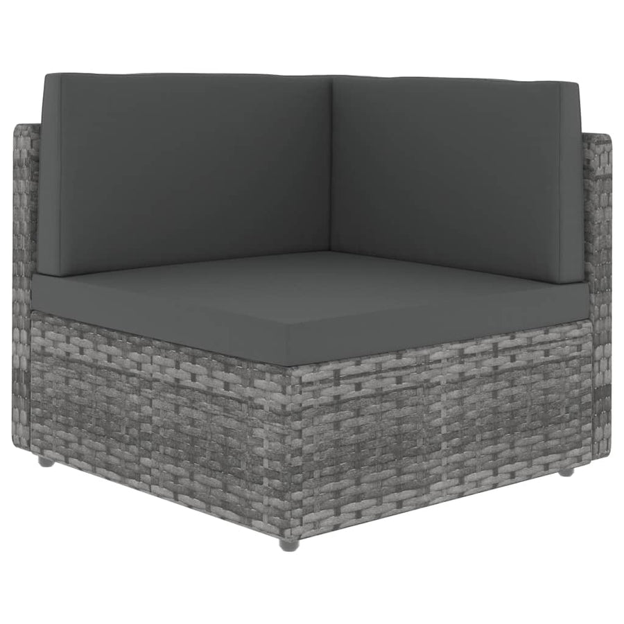 Tweezitsbank sectioneel poly rattan grijs