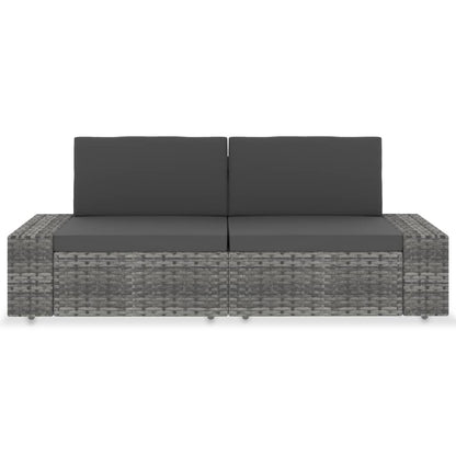 Tweezitsbank Sectioneel Poly Rattan Grijs Hoekbank (linkerarmleuning) + hoekbank (rechterarmleuning)