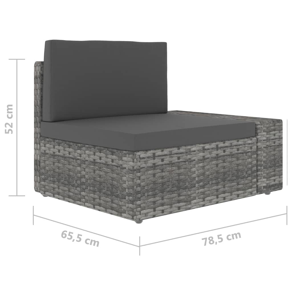 Tweezitsbank Sectioneel Poly Rattan Grijs Hoekbank (linkerarmleuning) + hoekbank (rechterarmleuning)
