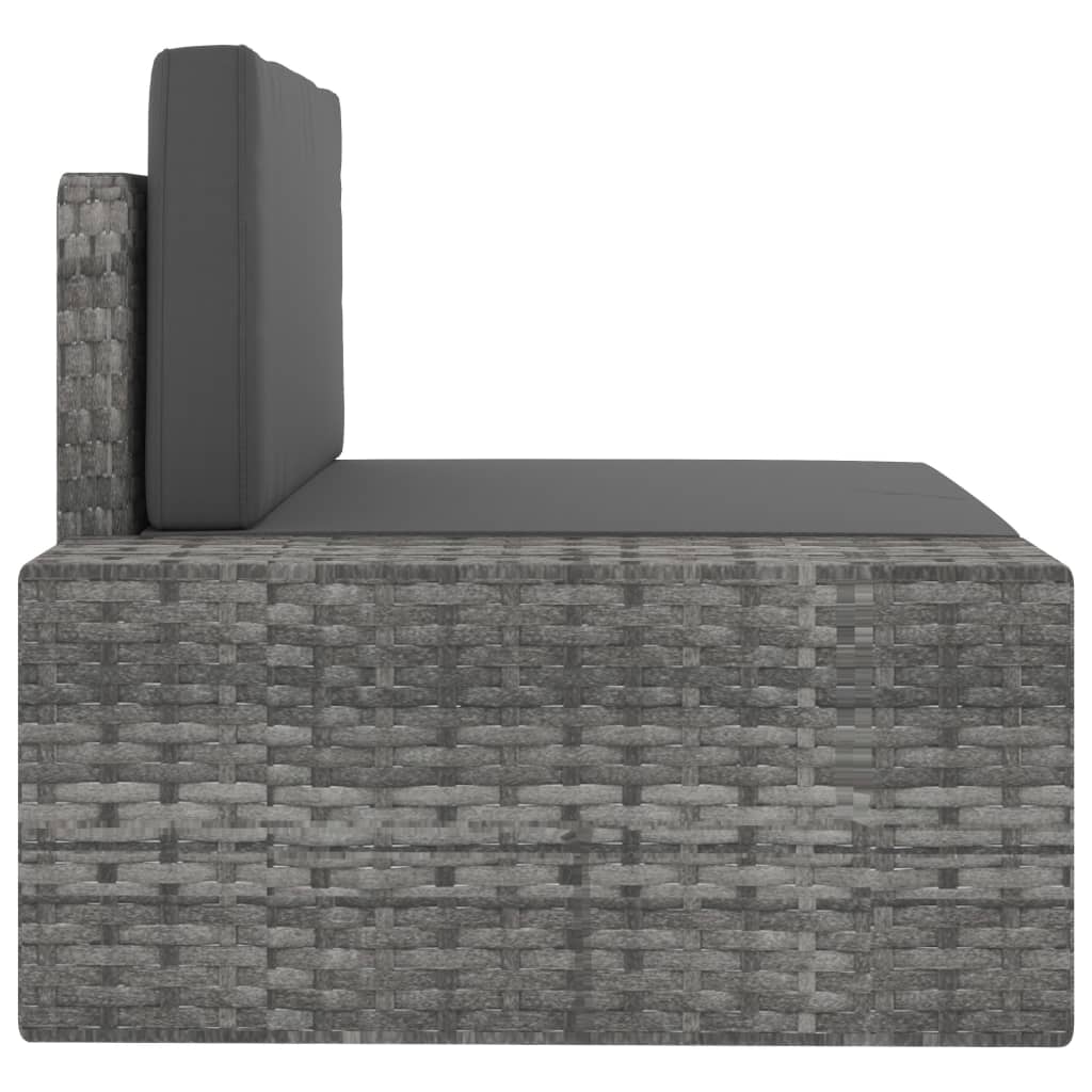 Tweezitsbank Sectioneel Poly Rattan Grijs Hoekbank (linkerarmleuning) + hoekbank (rechterarmleuning)