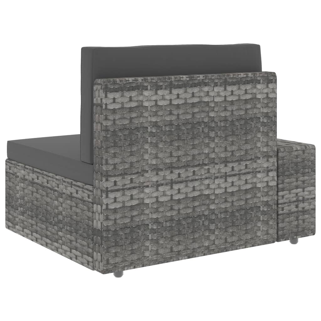 Tweezitsbank Sectioneel Poly Rattan Grijs Hoekbank (linkerarmleuning) + hoekbank (rechterarmleuning)
