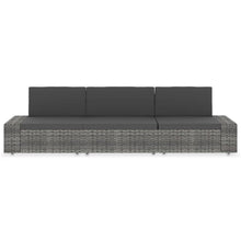 Driezitsbank sectioneel poly rattan grijs