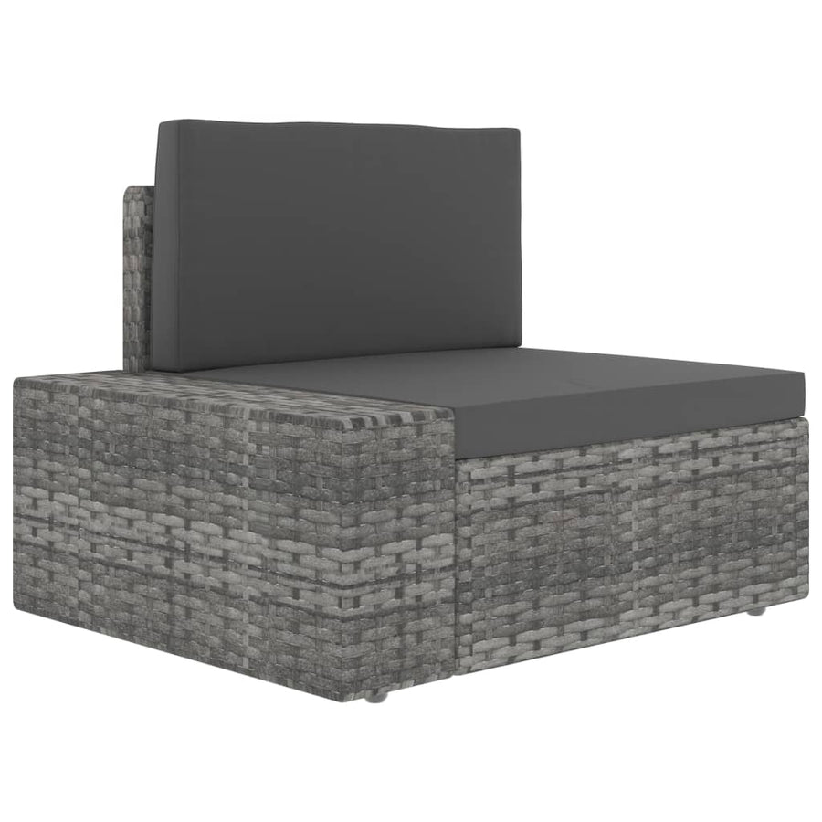 Driezitsbank sectioneel poly rattan grijs