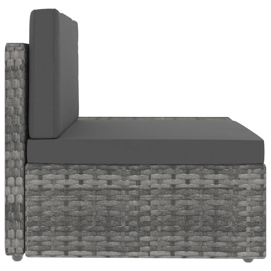 Driezitsbank sectioneel poly rattan grijs