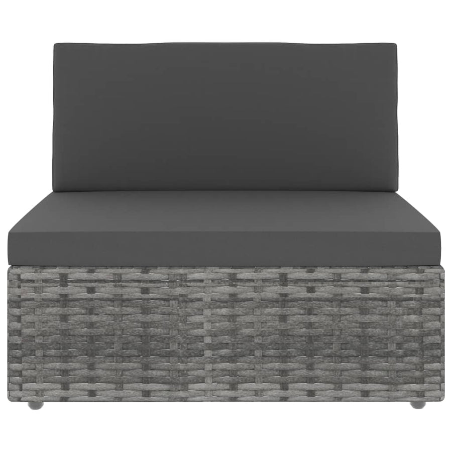 Driezitsbank sectioneel poly rattan grijs