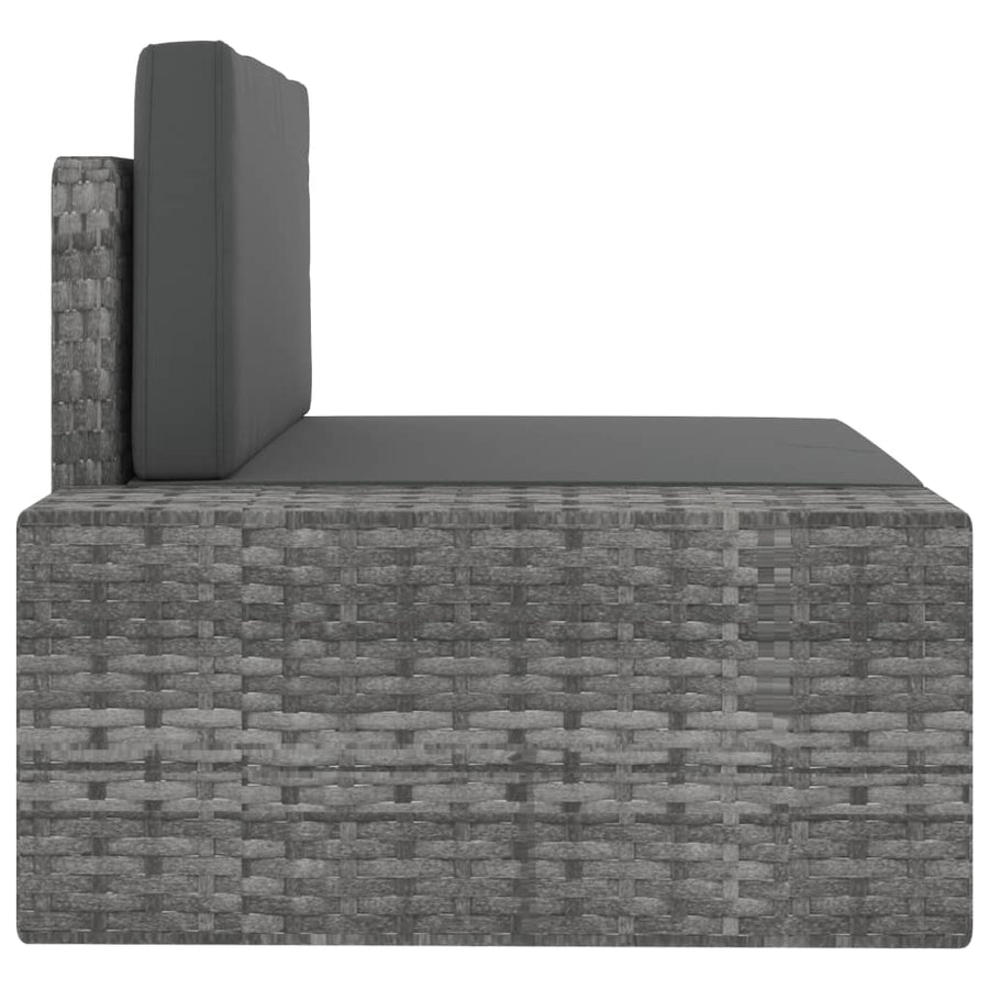 3-Delige Loungeset Poly Rattan Grijs Hoekbank (linkerarmleuning) + hoekbank (rechterarmleuning) + salontafel
