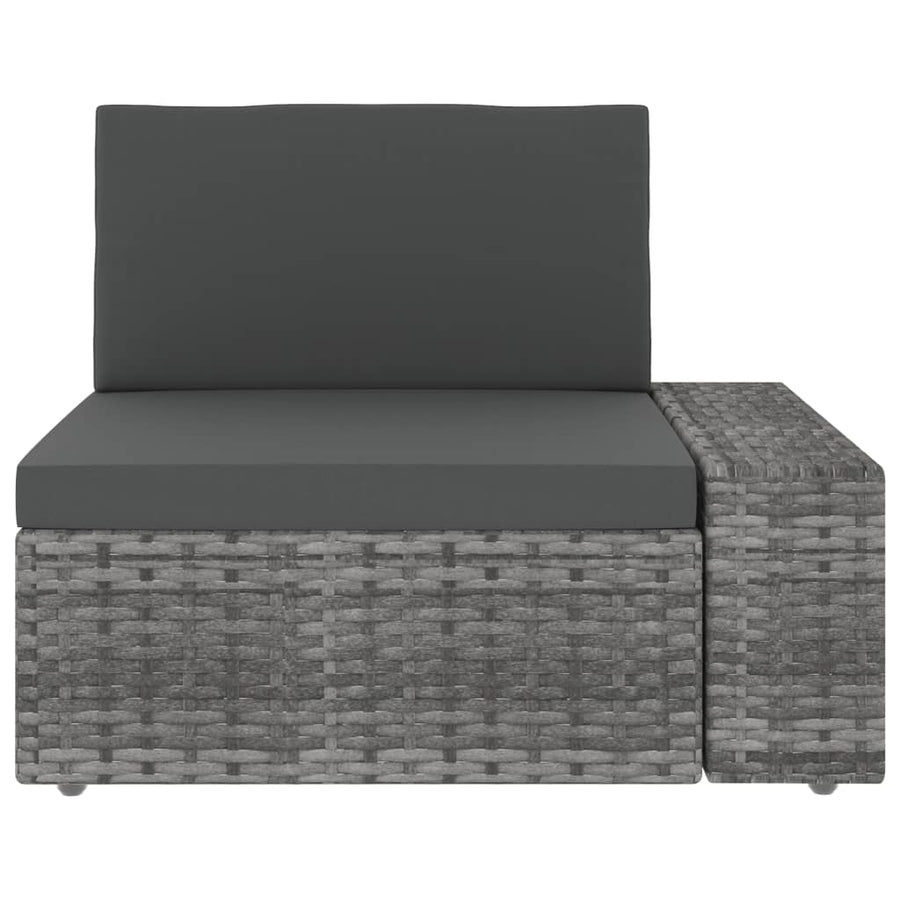 3-Delige Loungeset Poly Rattan Grijs Hoekbank (linkerarmleuning) + hoekbank (rechterarmleuning) + salontafel