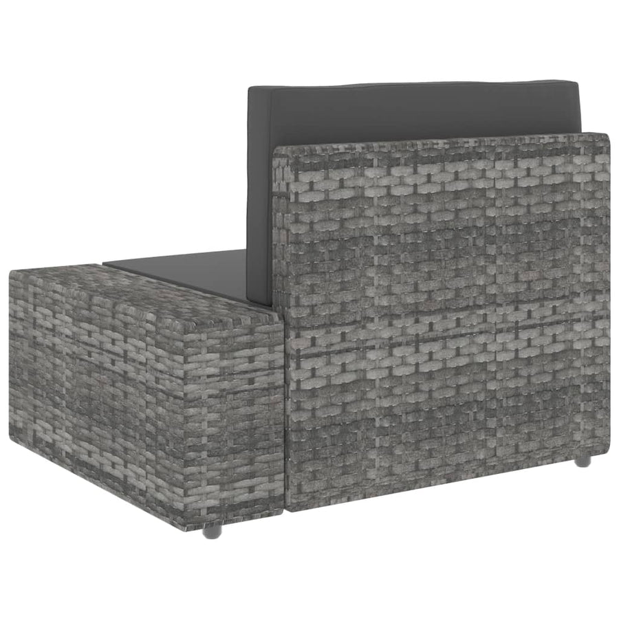 3-Delige Loungeset Poly Rattan Grijs Hoekbank (linkerarmleuning) + hoekbank (rechterarmleuning) + salontafel