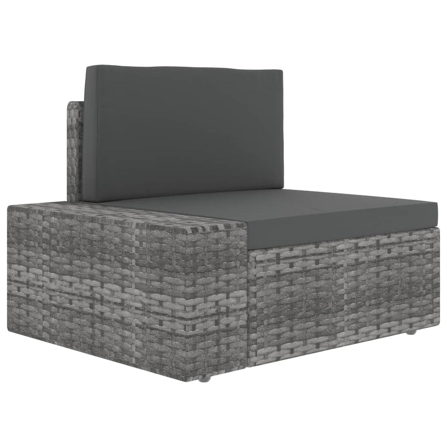 3-Delige Loungeset Poly Rattan Grijs Hoekbank (linkerarmleuning) + hoekbank (rechterarmleuning) + salontafel