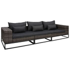 3-Delige Loungeset Met Kussens Poly Rattan Grijs 1 2x hoek + midden