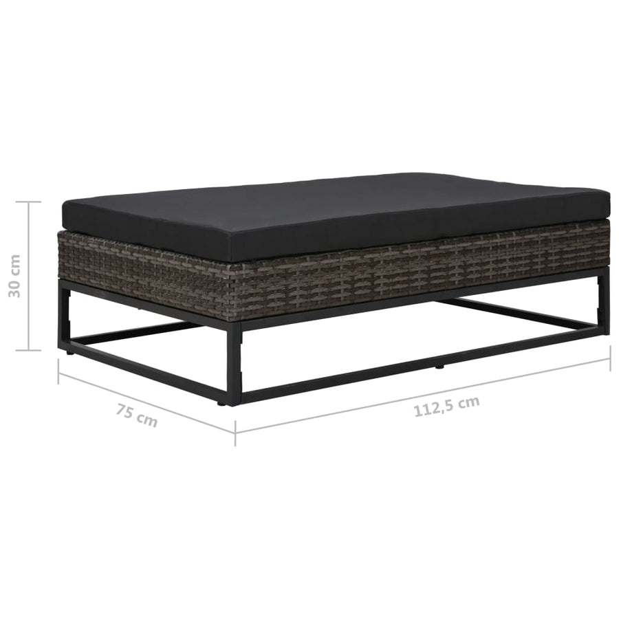 5-Delige Loungeset Met Kussens Poly Rattan Grijs 2x hoek + midden + 2x voetensteun
