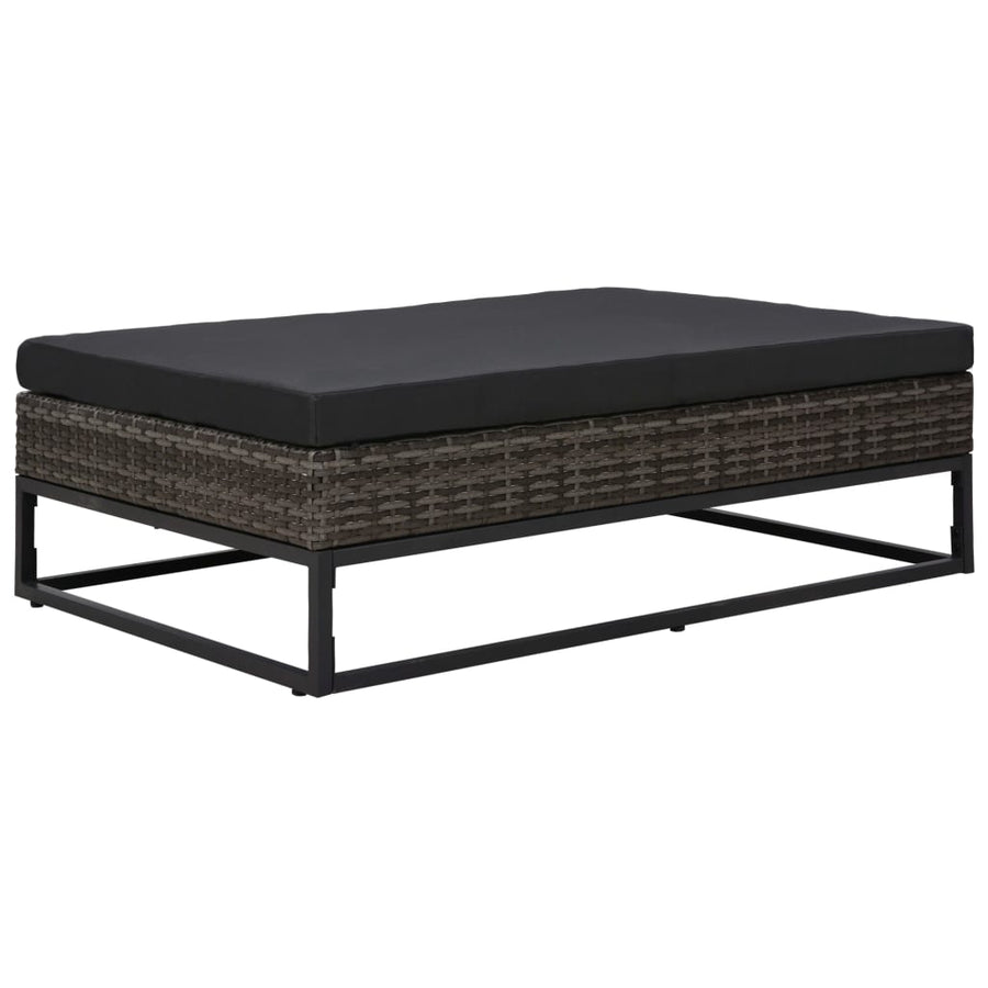 5-Delige Loungeset Met Kussens Poly Rattan Grijs 2x hoek + midden + 2x voetensteun