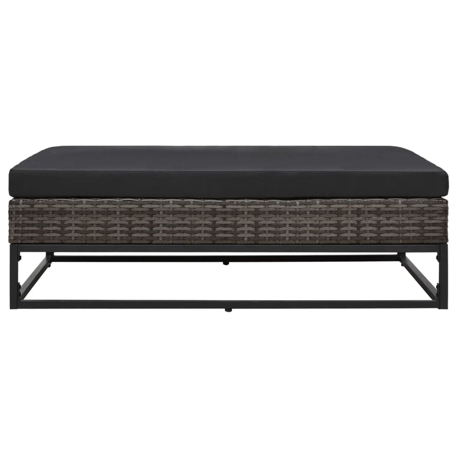 5-Delige Loungeset Met Kussens Poly Rattan Grijs 2x hoek + midden + 2x voetensteun