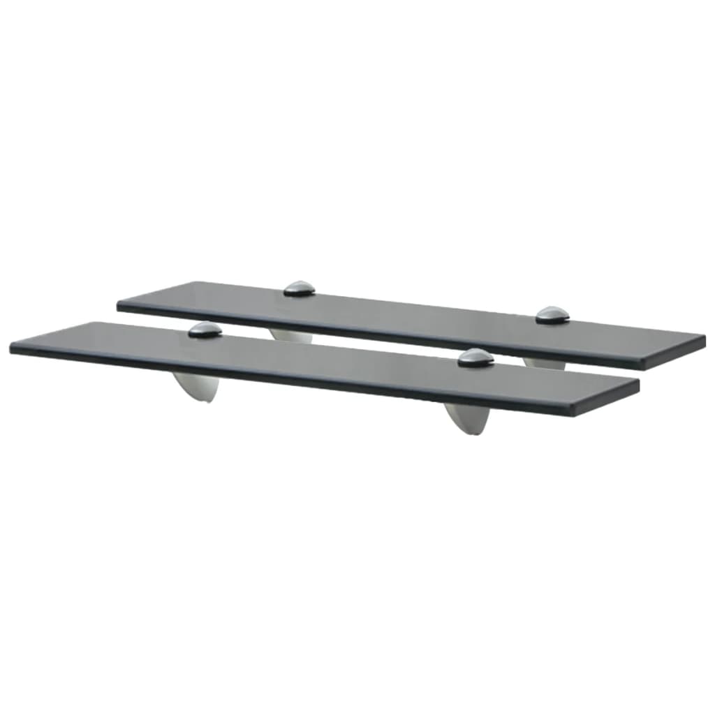 Schappen Zwevend 8 Mm Glas 2 50 x 10 cm Zwart