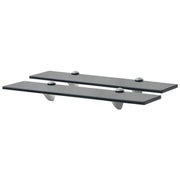 Zwevende schappen 2 st 50x10 cm glas zwart