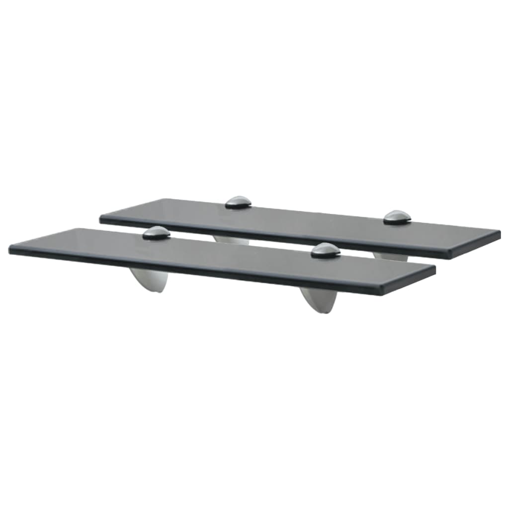 Schappen Zwevend 8 Mm Glas 2 40 x 20 cm Zwart