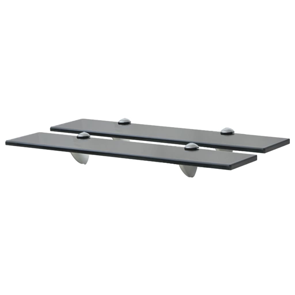 Schappen Zwevend 8 Mm Glas 2 50 x 20 cm Zwart