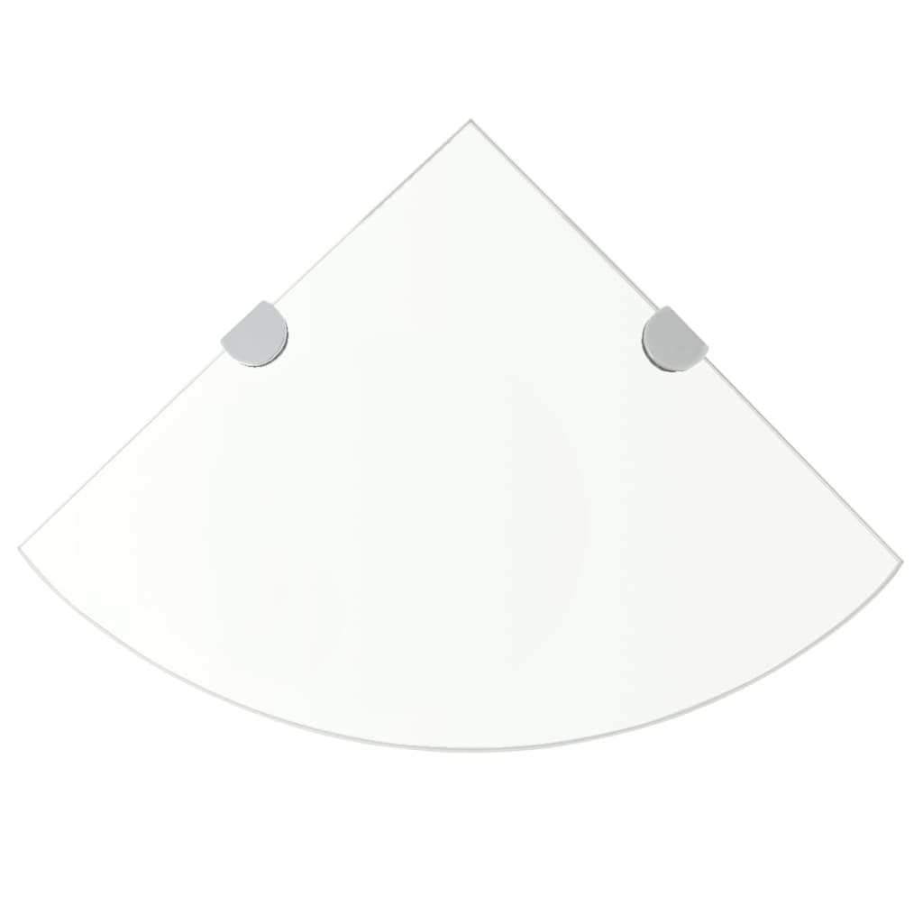 Hoekschappen Met Chromen Dragers Glas Transparant 2 25 x 25 cm Doorzichtig