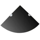 Corner shelves 2 pcs with chrome supports 25x25 cm black glass