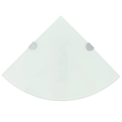 Hoekschappen Met Chromen Dragers Glas 2 25 x 25 cm Wit