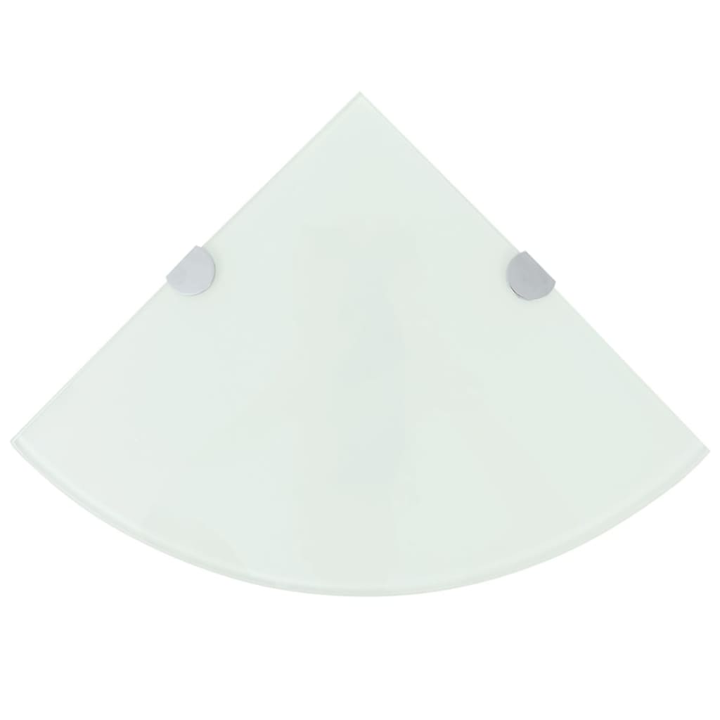 Hoekschappen Met Chromen Dragers Glas 2 35 x 35 cm Wit