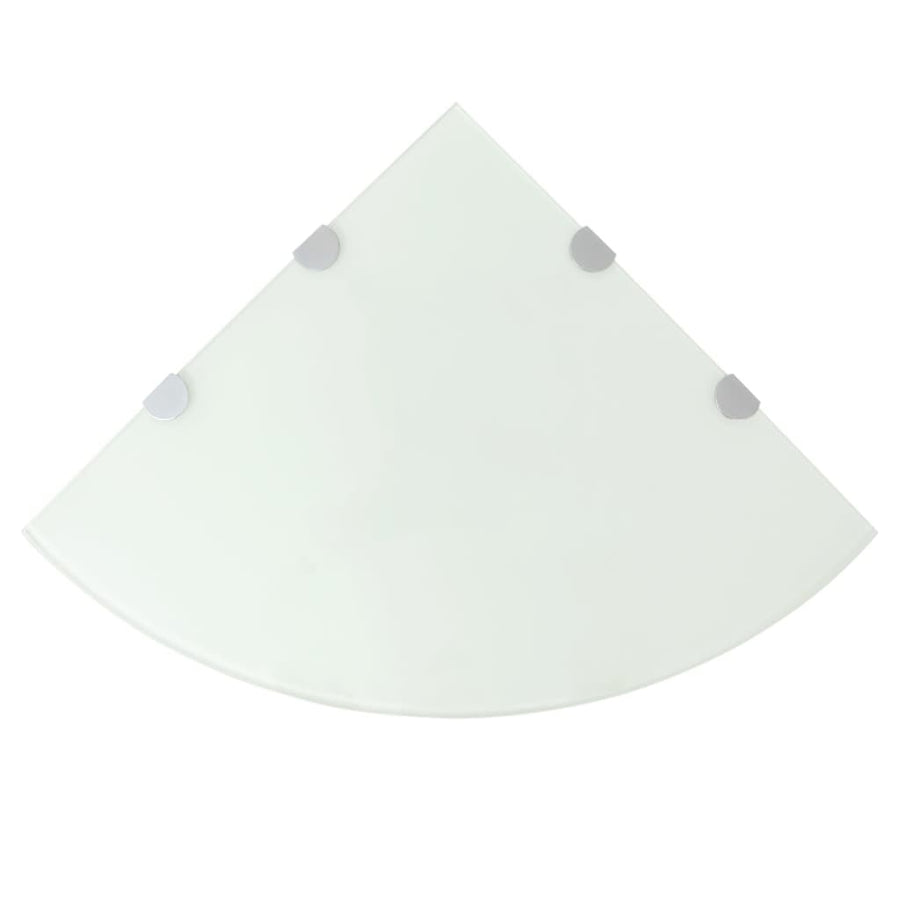Hoekschappen Met Chromen Dragers Glas 2 45 x 45 cm Wit