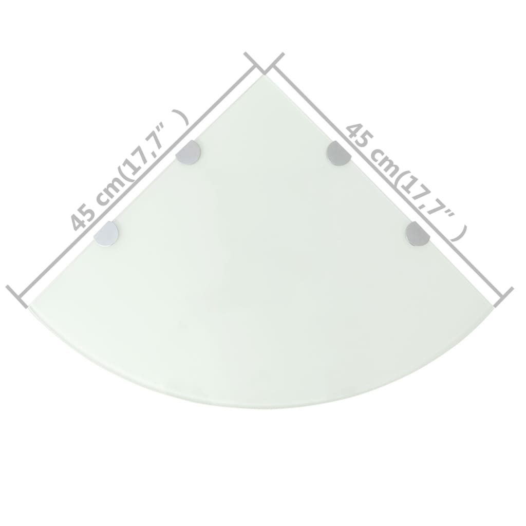 Hoekschappen Met Chromen Dragers Glas 2 45 x 45 cm Wit