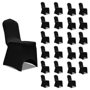 Stretch chair covers 24 pcs black