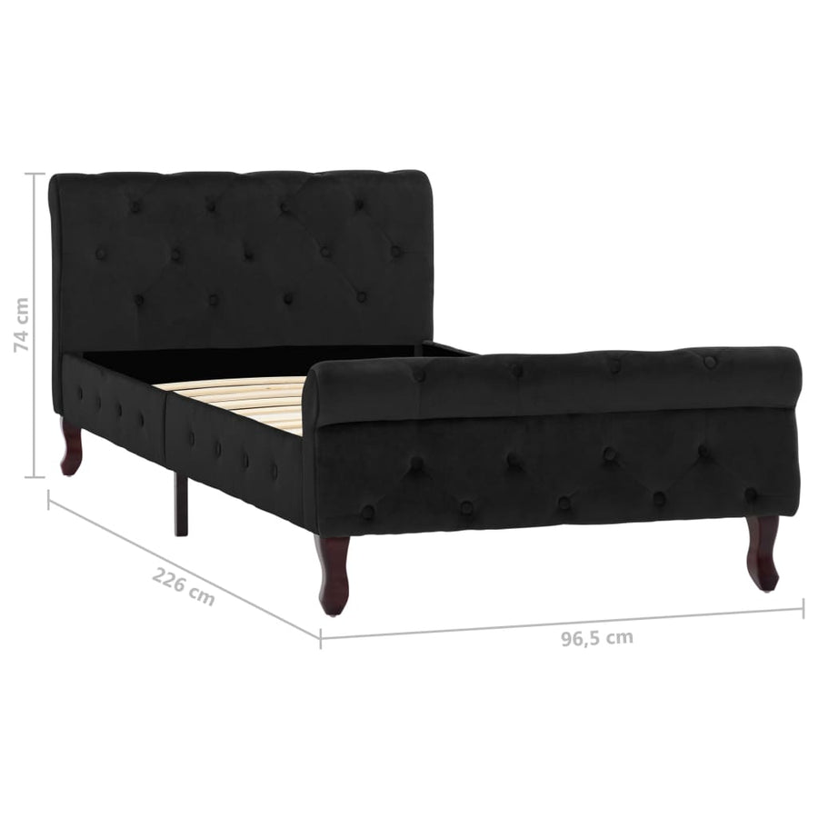 Bedframe Fluweel 90 x 200 cm Zwart