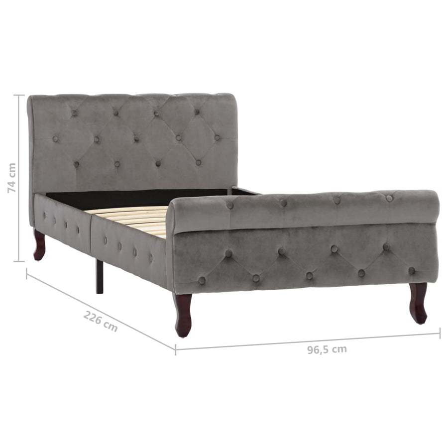 Bedframe Fluweel 90 x 200 cm Grijs