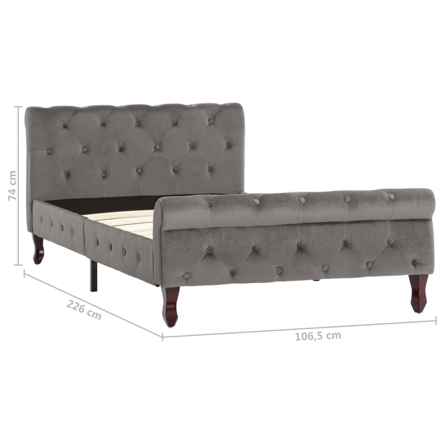Bedframe Fluweel 100 x 200 cm Grijs