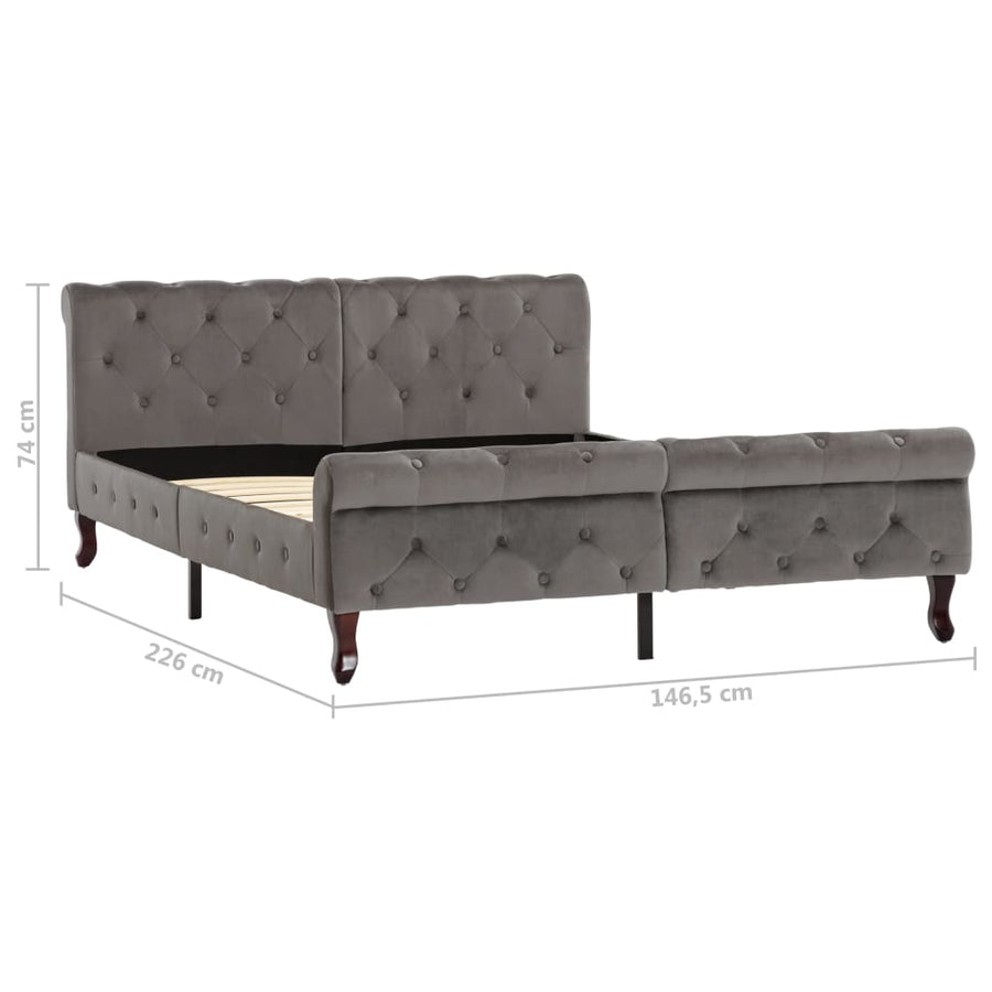 Bedframe Fluweel 140 x 200 cm Grijs