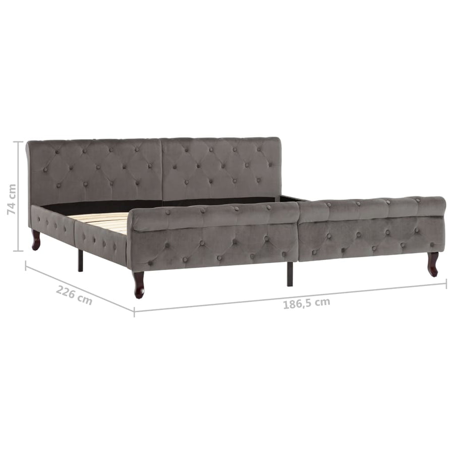 Bedframe Fluweel 180 x 200 cm Grijs