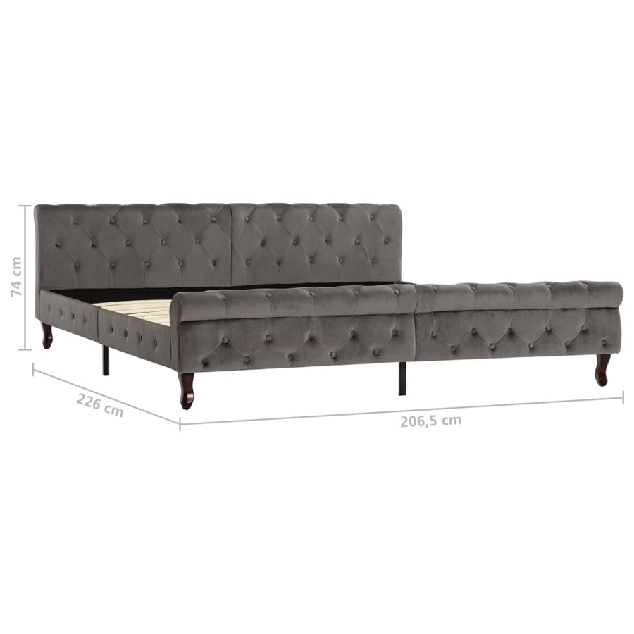 Bedframe Fluweel 200 x 200 cm Grijs