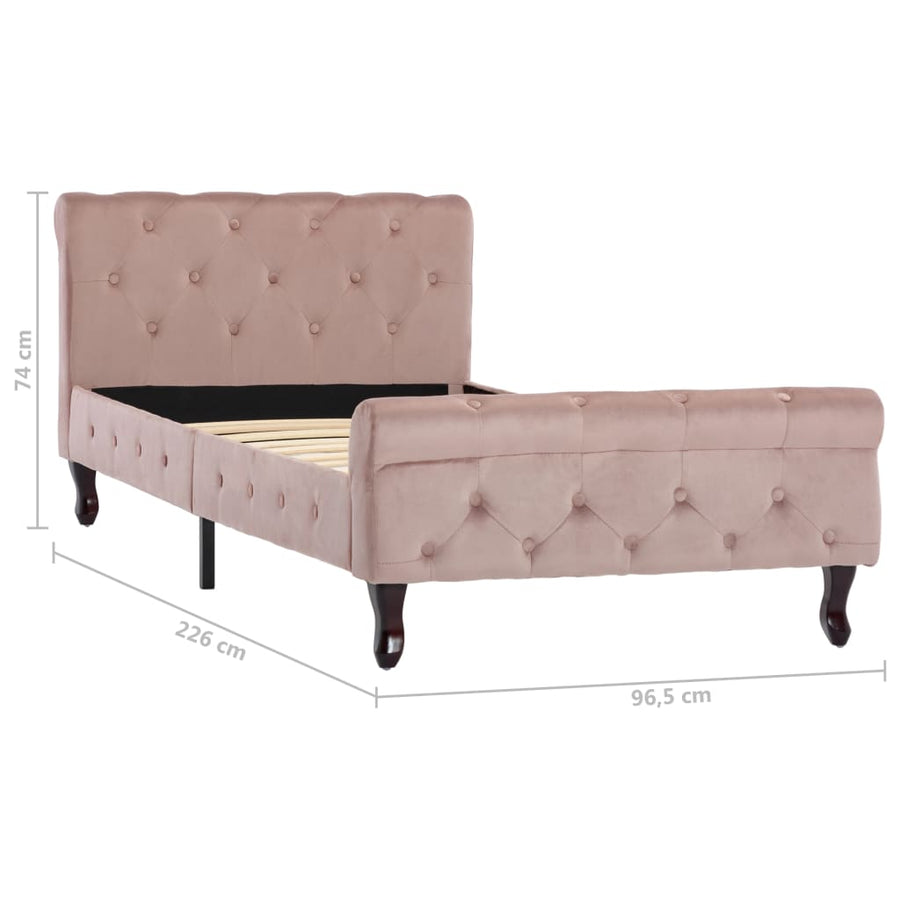 Bedframe Fluweel 90 x 200 cm Roze