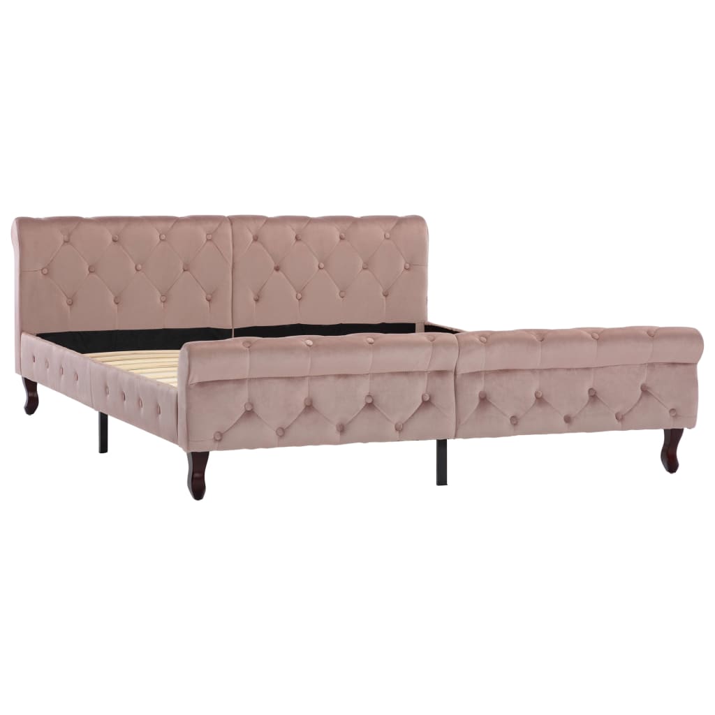 Bedframe Fluweel 160 x 200 cm Roze