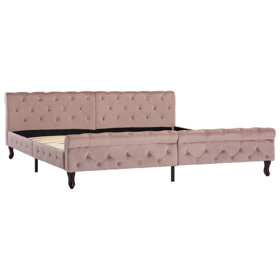 Bedframe Fluweel 200 x 200 cm Roze