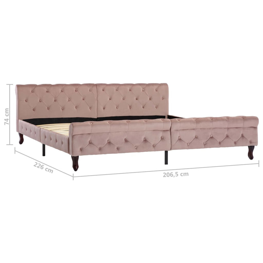 Bedframe Fluweel 200 x 200 cm Roze