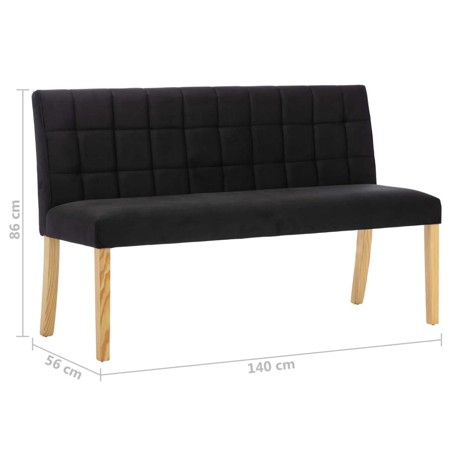 Bankje 140 Cm Fluweel Zwart