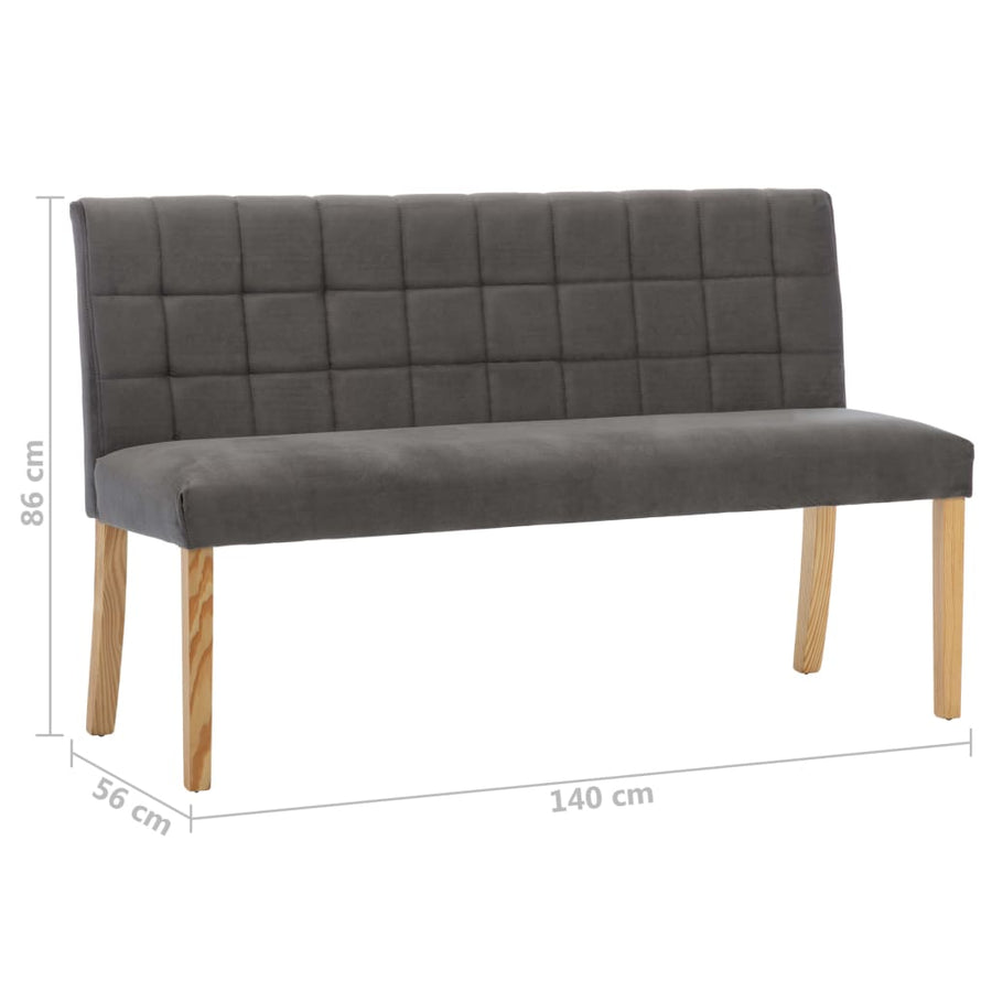 Bankje 140 Cm Fluweel Grijs