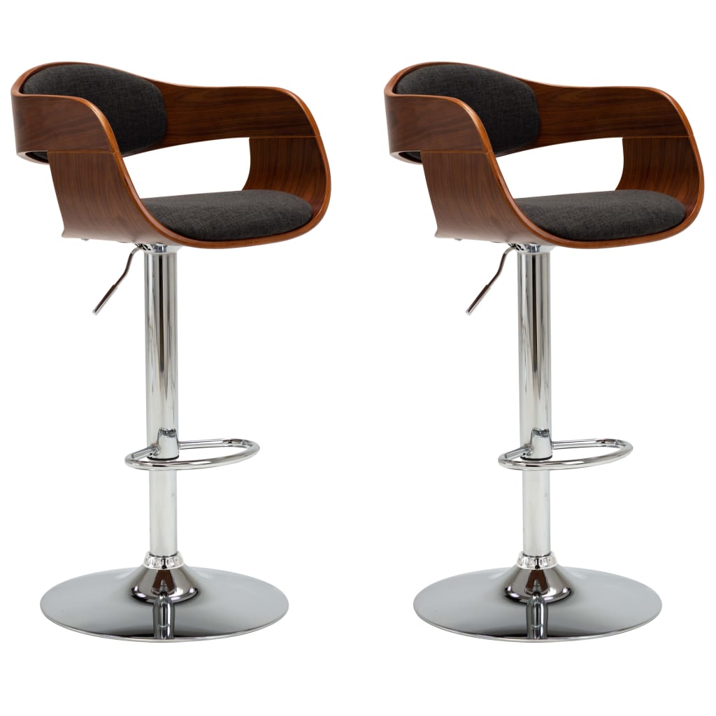 Barstoelen 2 St Gebogen Hout En Stof Grijs