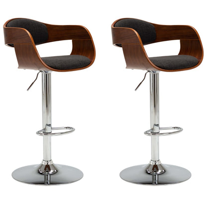 Barstoelen 2 St Gebogen Hout En Stof Grijs